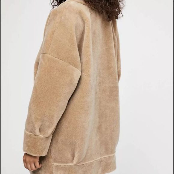 Free People Sherpa Coat Oversized  Leather Lined - Picture 3 of 8